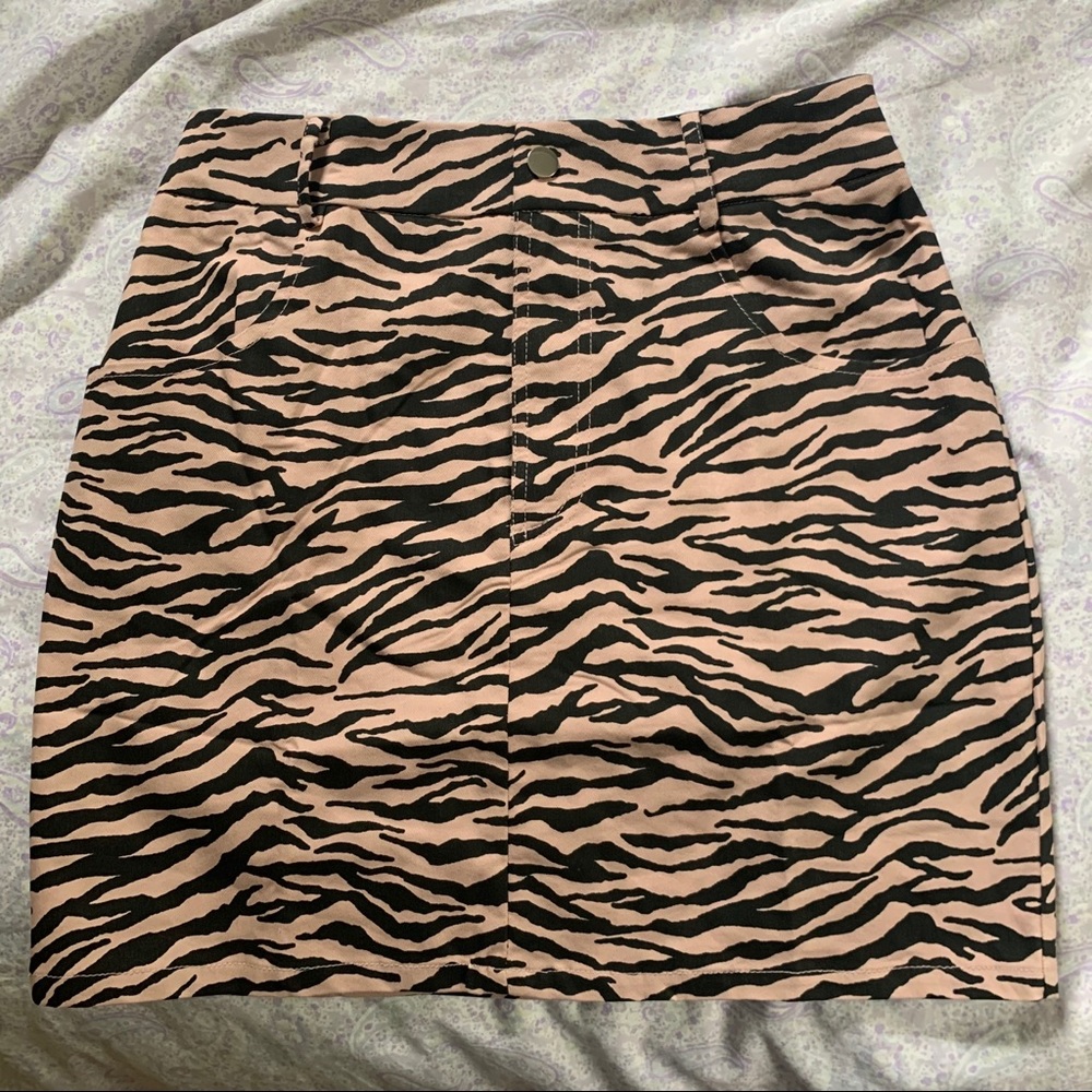 zebra print mini skirt shein